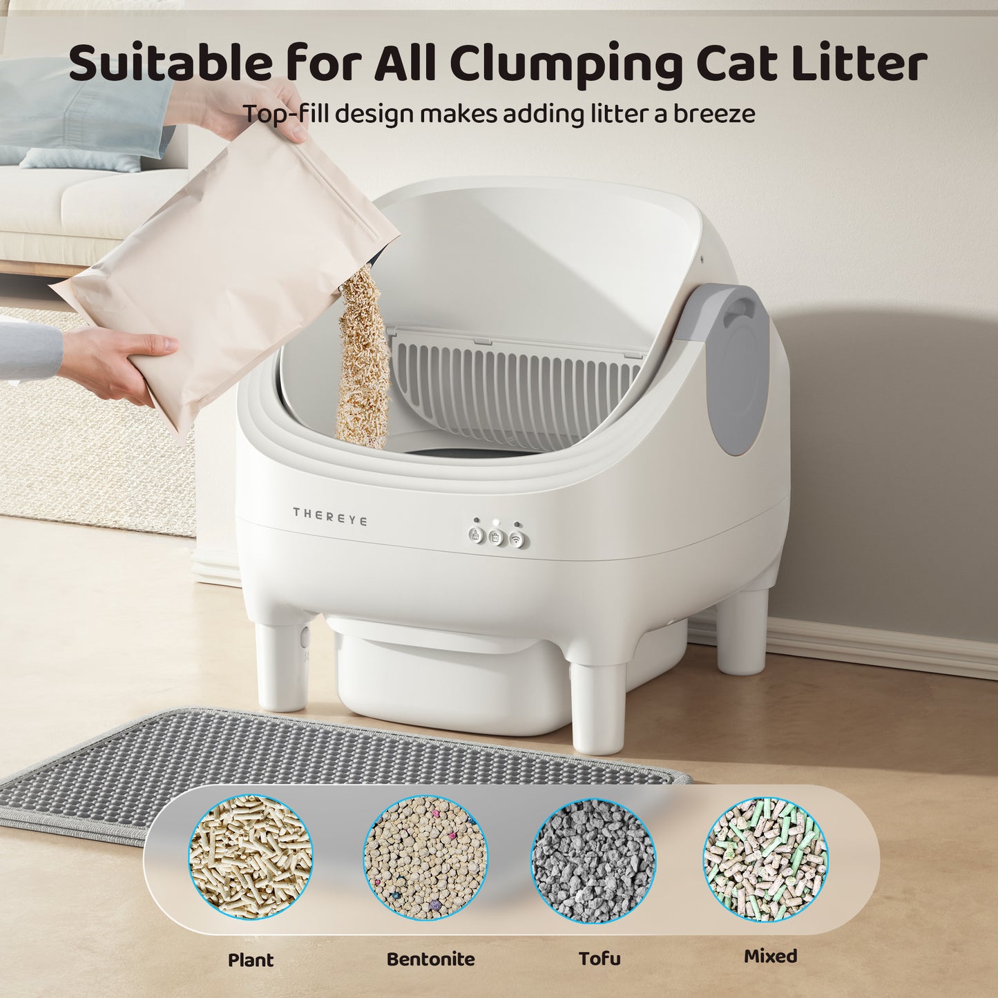 Thereye Open Top Self-Cleaning Cat Litter Box