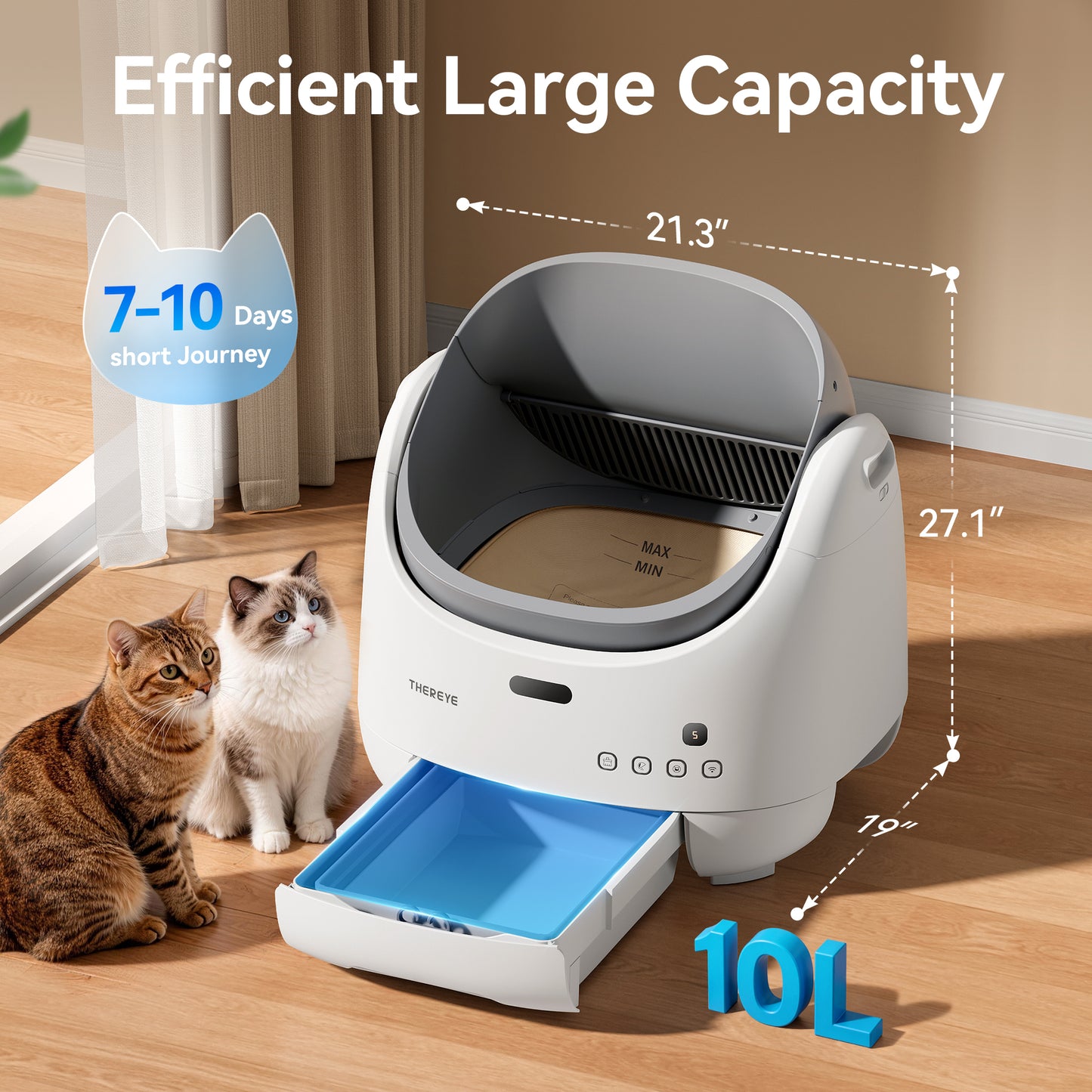 Thereye Open Top Self-Cleaning Cat Litter Box（ER-SC07）
