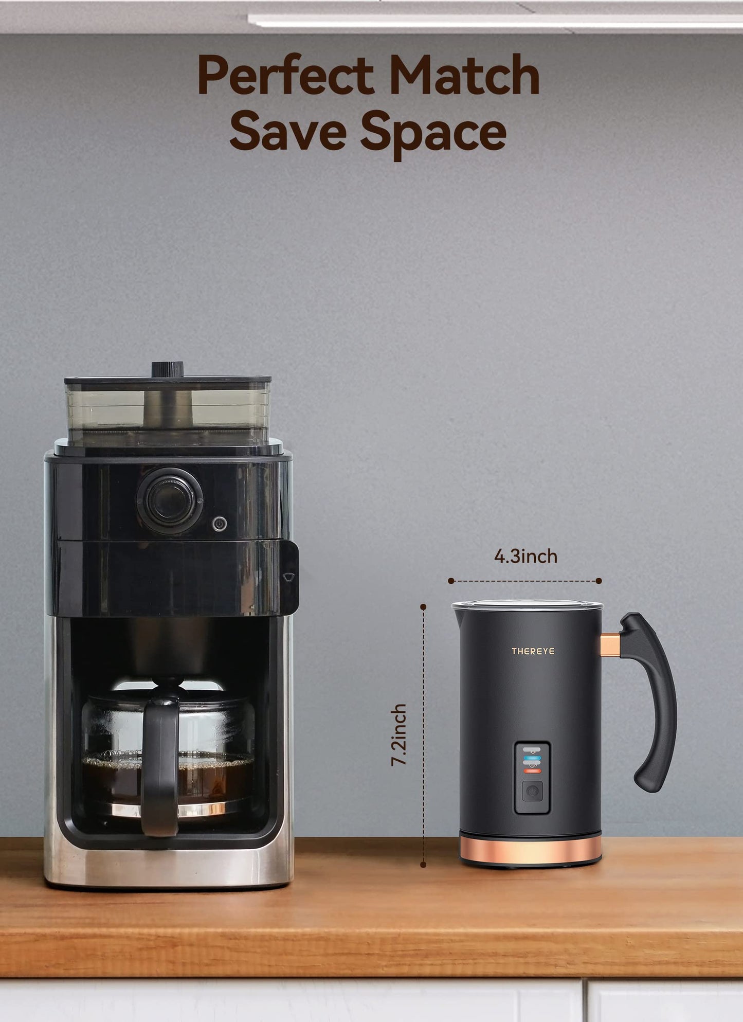 Thereye Electric Milk Frother, Automatic Hot & Cold Foam Maker